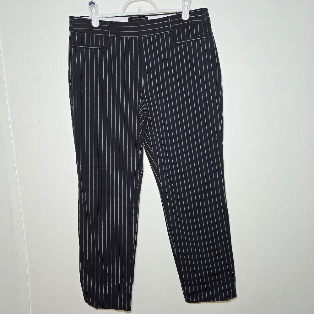 Banana Republic Sloan Womens Trouser Pants Size 8 Navy Pin Stripe